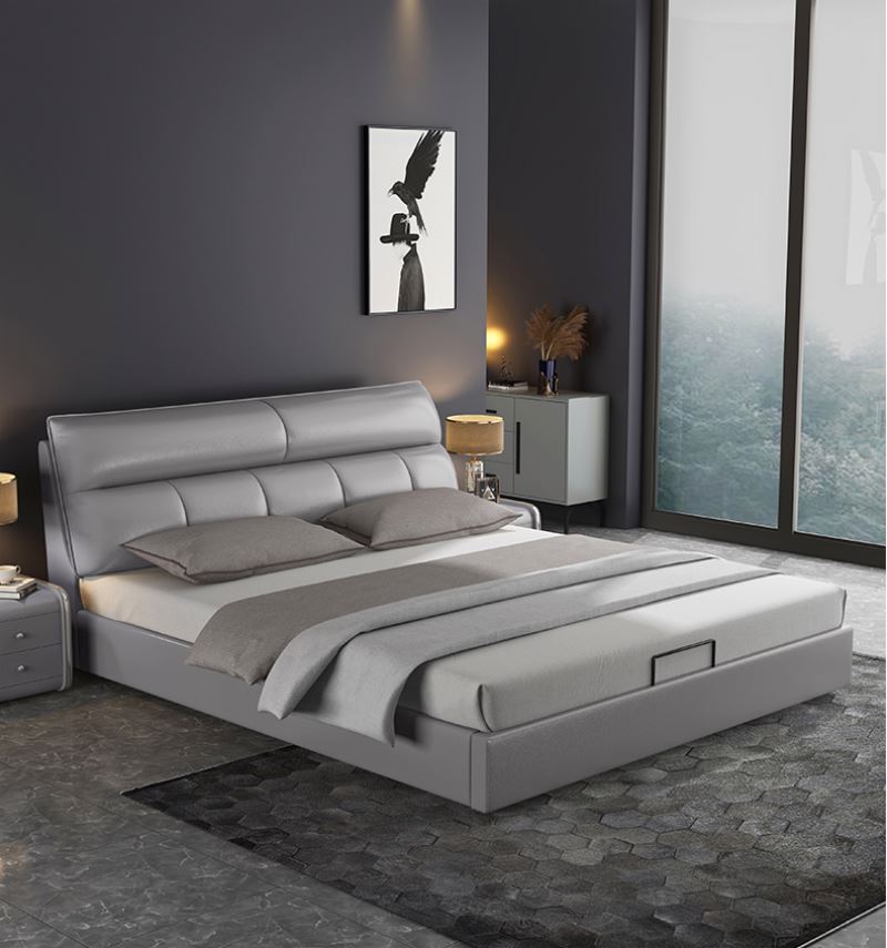 Soft-pack wedding bed modern leather bed + latex spring mattress (no storage function)