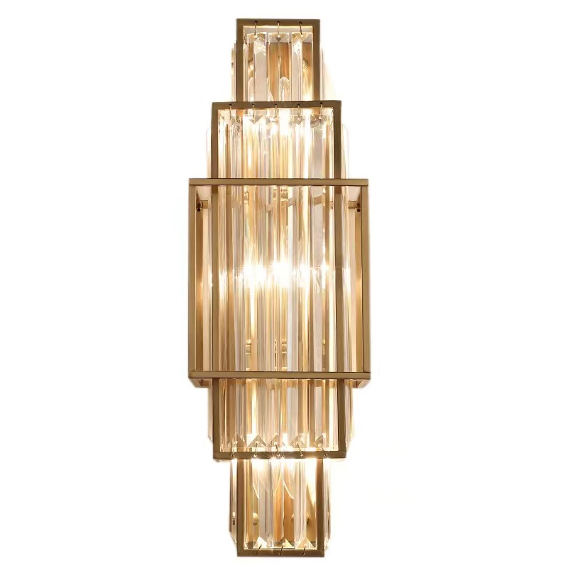 Indoor Wall Lamp High Quality Golden Luxury Crystal Scone Art Decoration Living Room Bedroom Hotel Wall Light