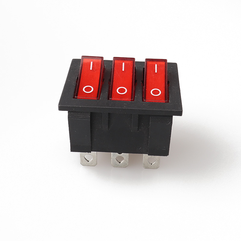 KCD9 rocker switch triple 9-pin 2 gear red with light 15A 250V AC 3 in 1 combination rocker push button switch