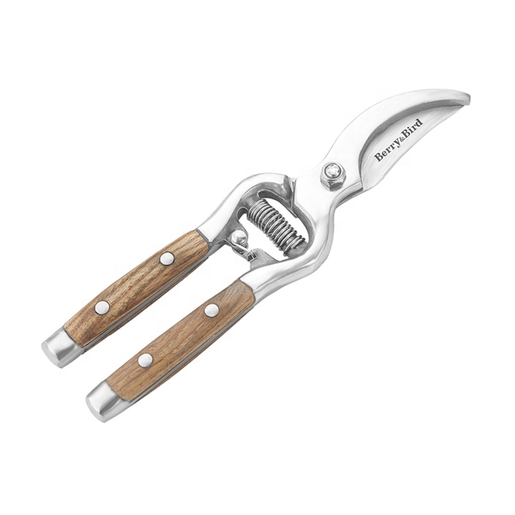 High Quality Wooden Handle Bypass Pruner Grafting Secateurs Snips Garden Hand Tool Pruning Secateur For Plants