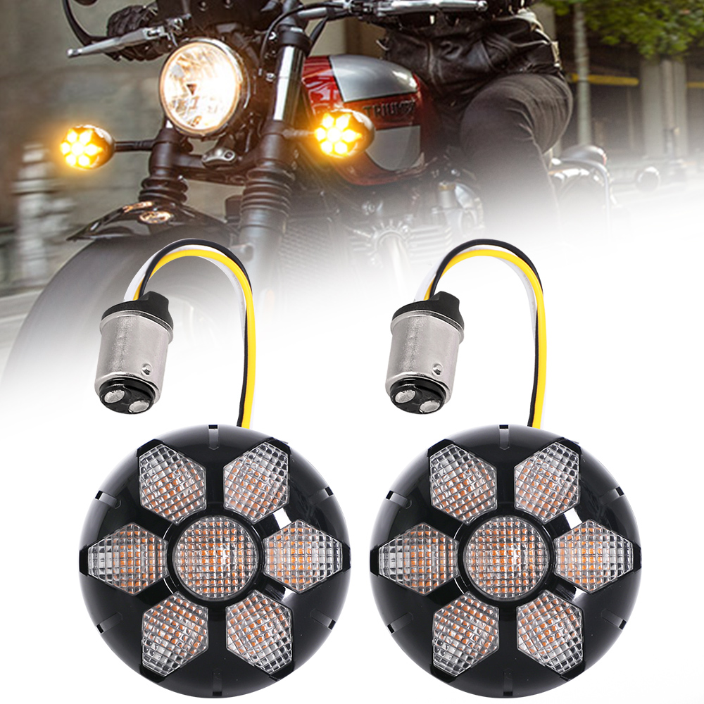 Comet Design Dual Color Yellow Turn Signal White Running Light Motorcycle Front Light 1157 for Harley 10-older Softails