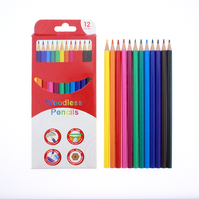 Coloring woodless pencil with custom logo printing color pencil sets