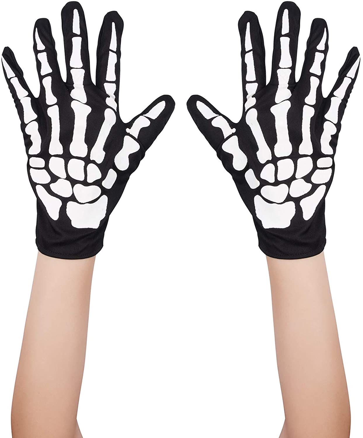 Halloween Party Cosplay Scary Print Hand Skeleton Knitted Gloves Custom Warm Soft Acrylic Gloves
