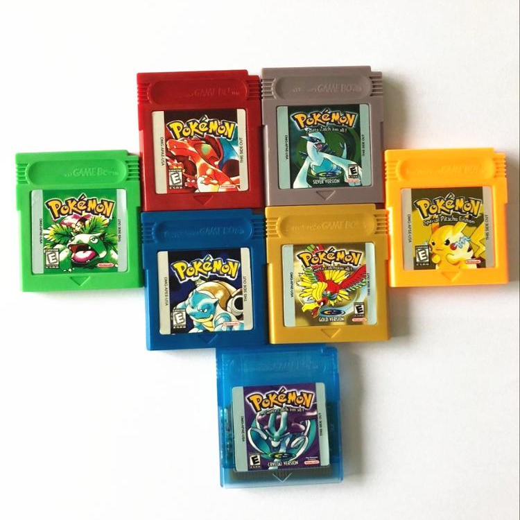 Картридж для видеоигр pokemon для gbc pokemon Красный Синий Зеленый Золотой Серебряный Кристалл желтый