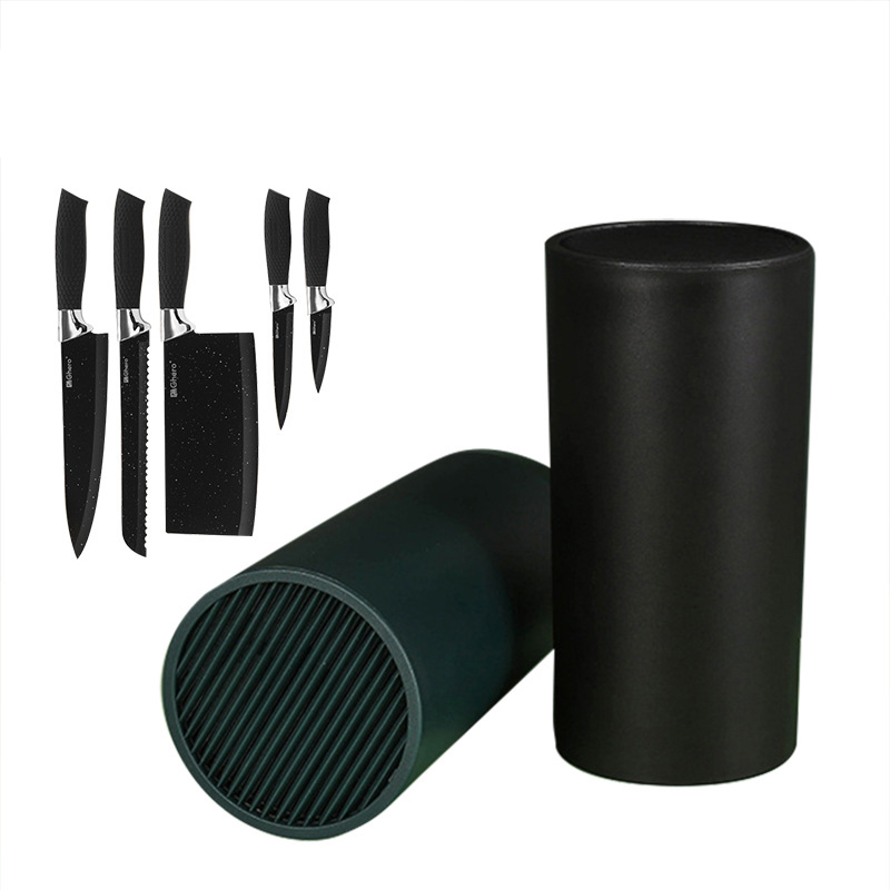 Kitchen tool set storage bucket thickened plastic tool holder black dark green cylindrical tool holder