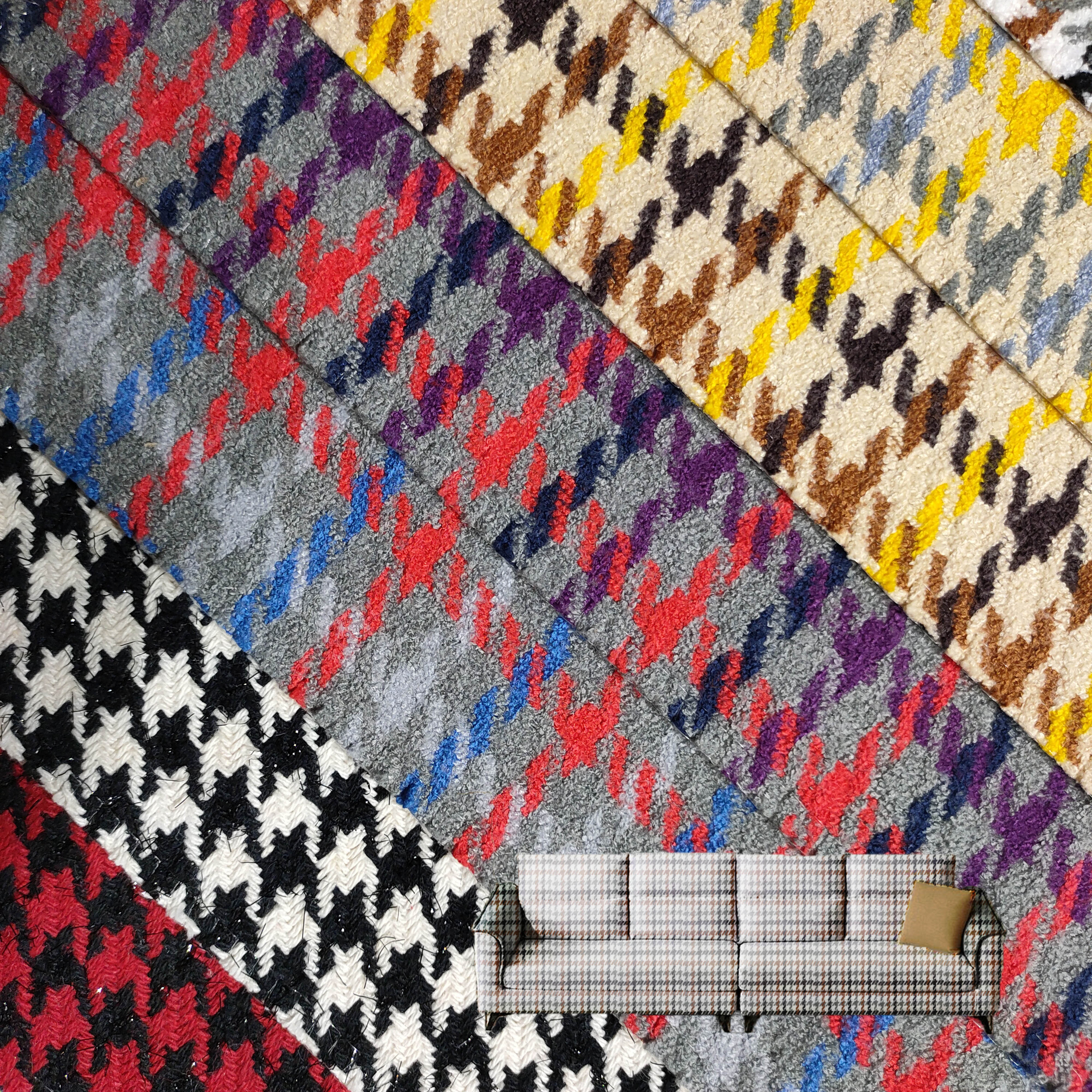 Wholesale 100% Polyester Woven Check Fabric Breathable Anti-Static Tweed Jacquard Fabrics Dyed for sofa