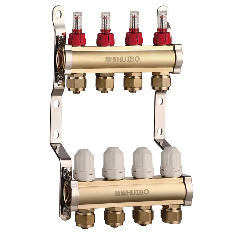 Brass Radiant Heat water Manifold set with flow meter house heating