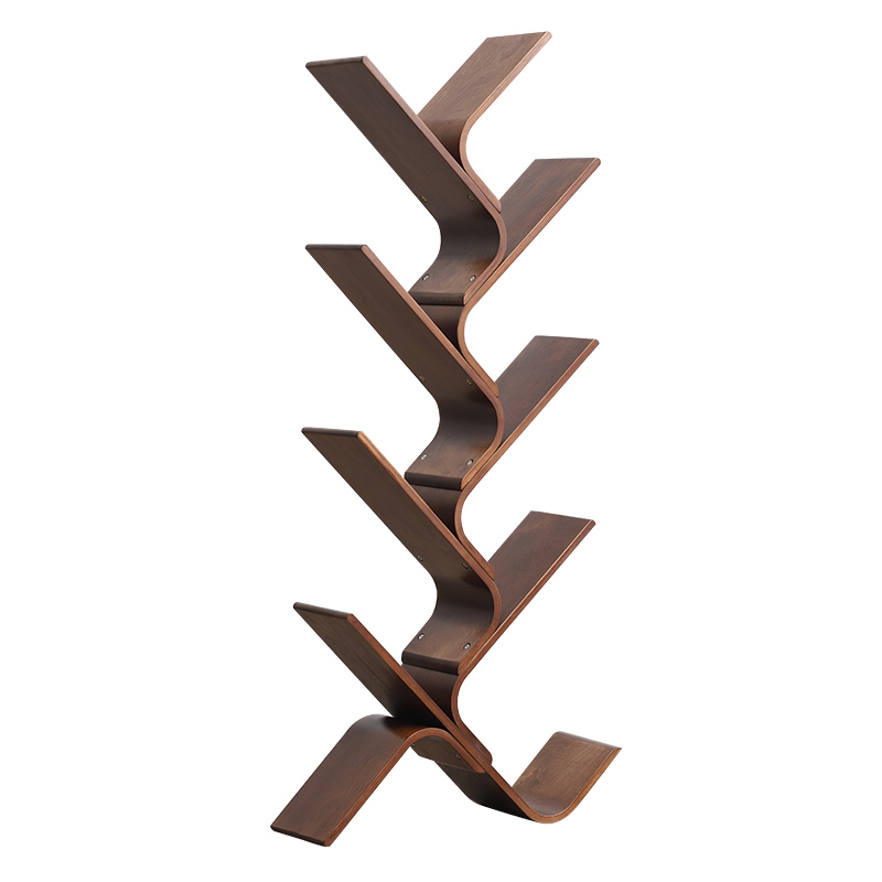 Solid wood tree-shaped Nordic simple and creative stacking multi-layer space-saving magazine rack