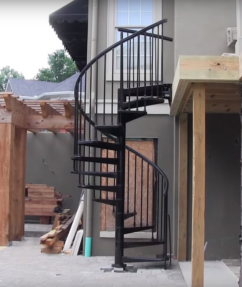 Exterior Metal Spiral Staircase for Sale Popular Black Powder Coated Steel Spiral Staircase for Decking