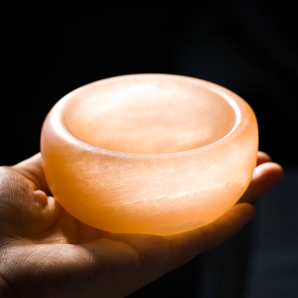 Белая и оранжевая чаша Selenite из натурального камня Selenite, круглая чаша и чаша в форме сердца Selenite для продажи