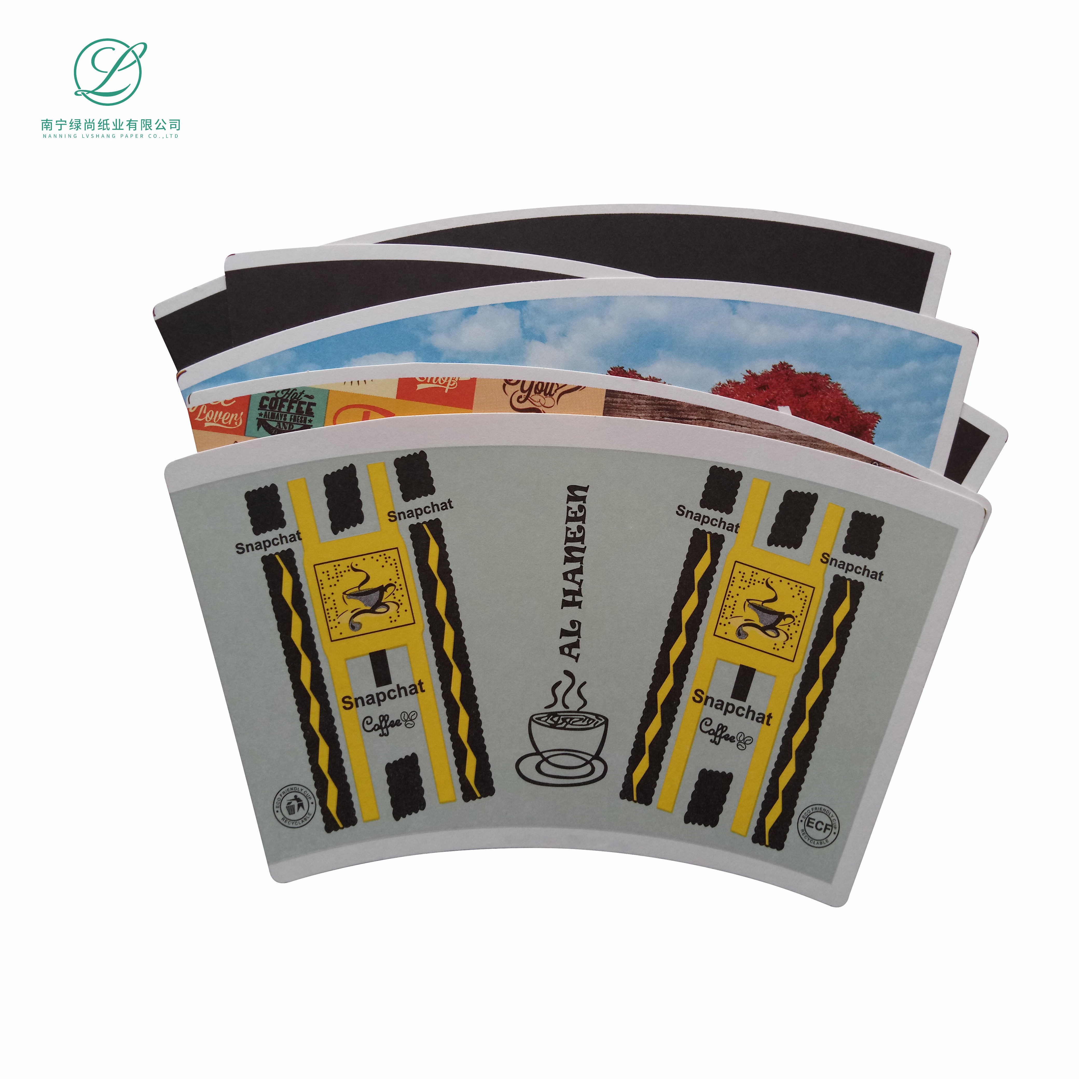 High Quality Disposable Single Wall Cold Drinking Bamboo Paper Cup Fan 210gsm Printed Disposable Paper Cup Fan Paper Fan