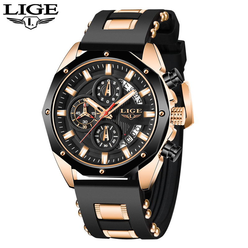 2021 Lige 8908 Branded Mens Quartz Watches Chronograph Calendar Luxury Steel Relojes Pagani Men Watch