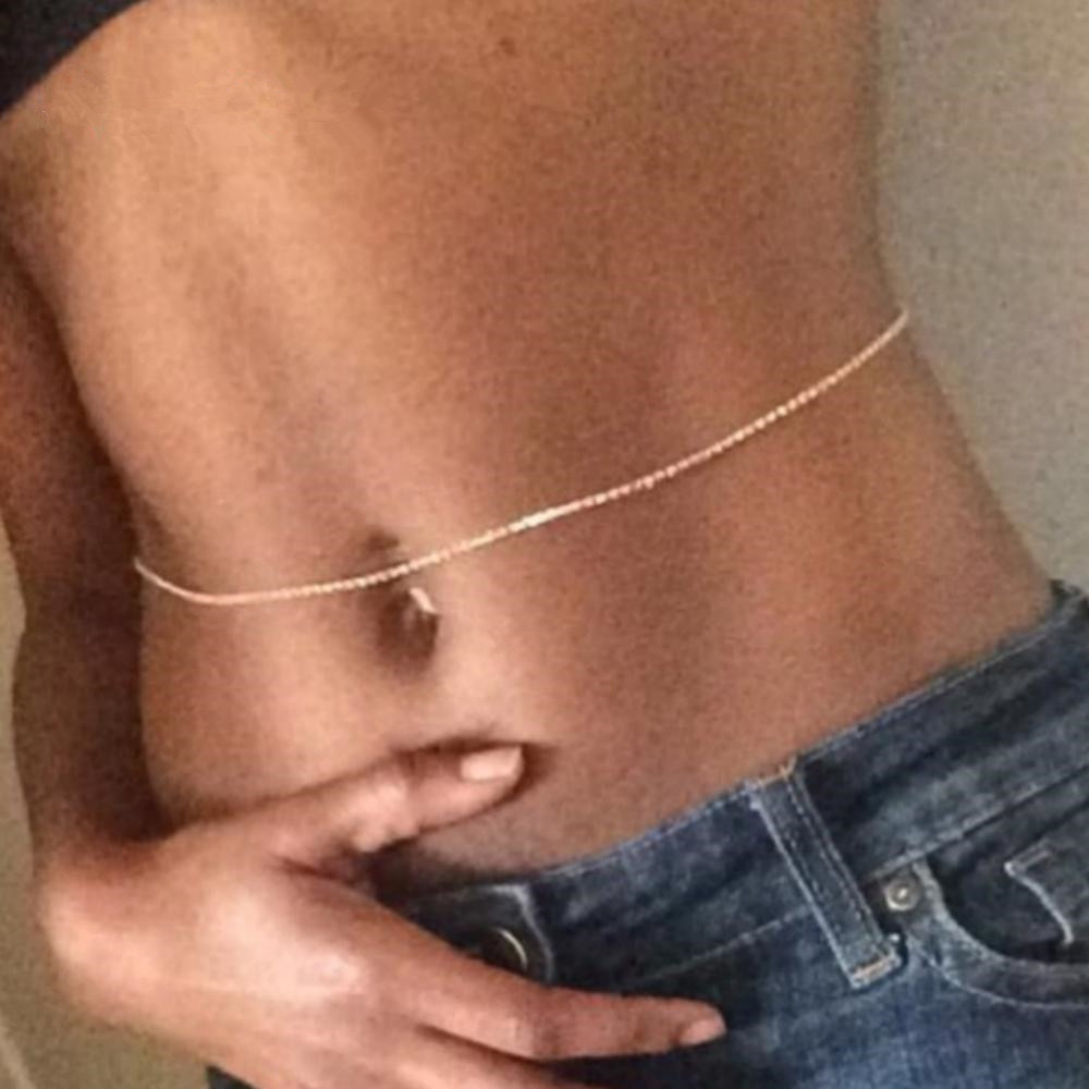 European New Fashion Gold Plated Body Belly Chain Personality Bling Rhinestone Crystal Women's Sexy Tennis Chain Waist Chain