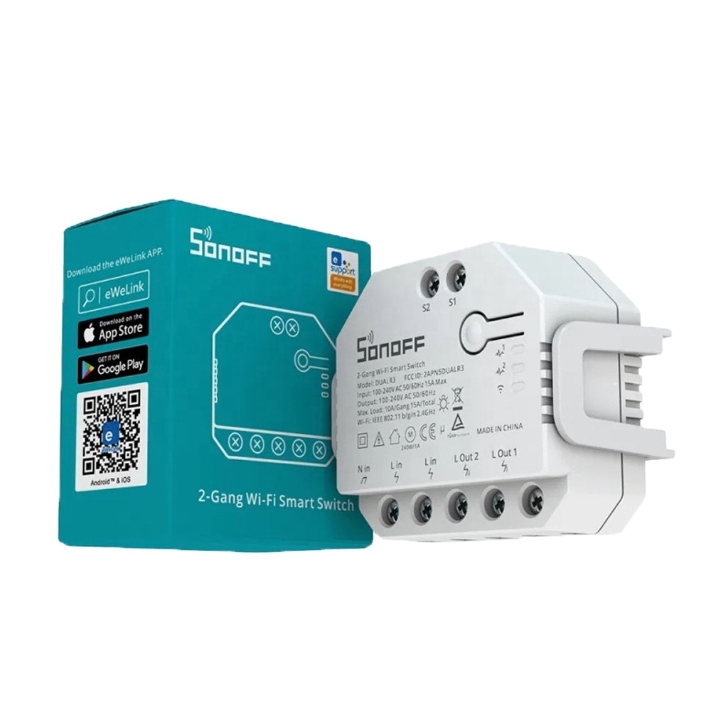 Sonoff dual r3 Wi-Fi переключатель роликового затвора, двойной релейный модуль, 2 клавиши/путь, измерительный переключатель, таймер, Alexa Google
