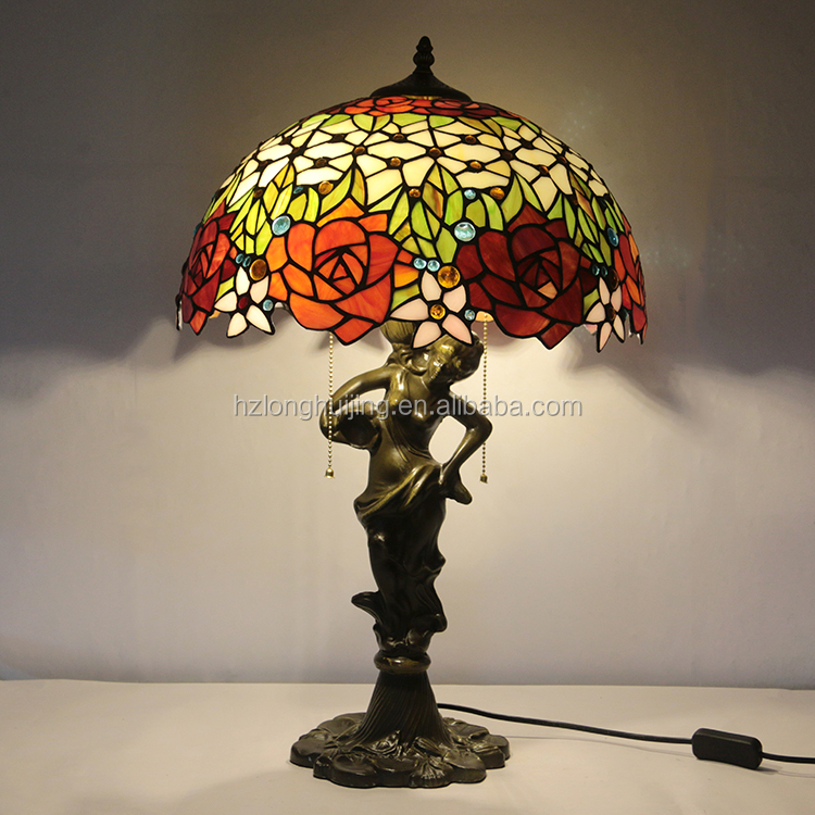 LongHuiJing 12Inch Sunflower Stained Glass Lampshade Tiffany Style Light Semi Flush Mount Ceiling Lamp With Bowl Shade