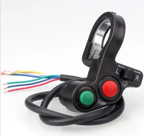 Motorcycle Electric Bike/Scooter Light Turn Signal&Horn Switch ON/OFF Button W/Red Green Buttons 22mm