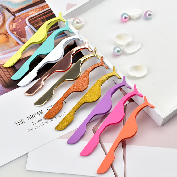 Mink eyelash tweezers high quality stainless steel eyelash applicator accept private label lash tweezers