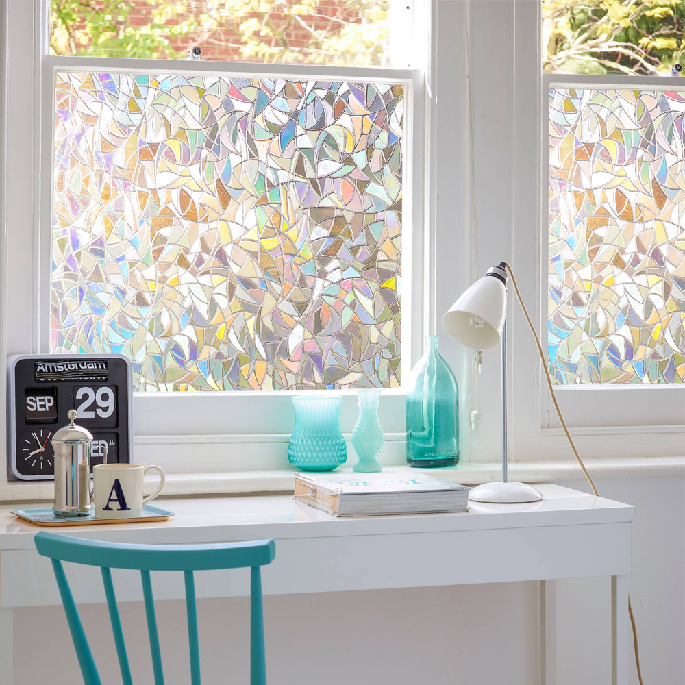 3D No Glue Window Privacy Film Static Window Clings Decorative Film Rainbow Light Effect Prism Window Stickers