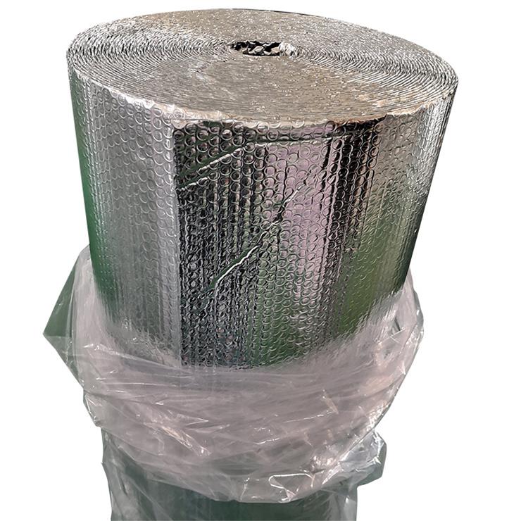 Double sided single layer aluminum foil bubble film for heat insulation and sunshade