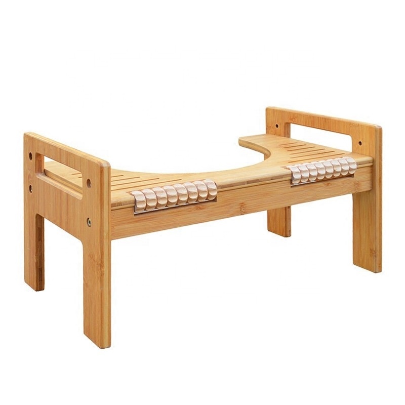 Custom Bathroom Squatting Urinal Portable Bamboo Wooden Squatting Toilet Stool with Massage Beads