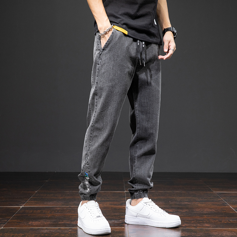2021 hip hop streetwear custom patchwork gents blue vibrant baggy straight leg demin pants fashion stretch cargo men denim jeans