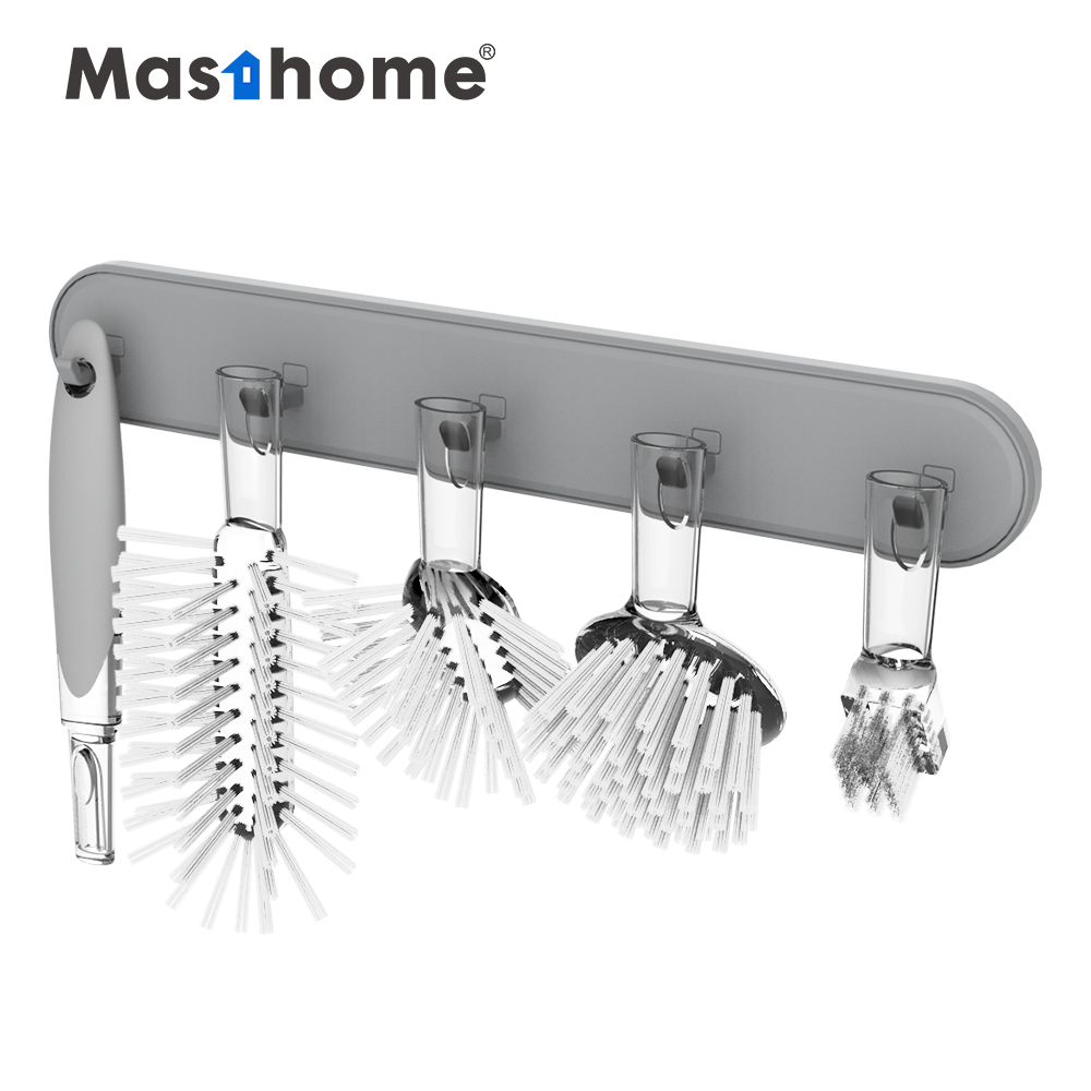 Masthome Горячая продажа 5 в 1 Набор щеток для мытья посуды с длинной ручкой пластиковая многоголовая бутылка с настенным крючком щетка для чистки
