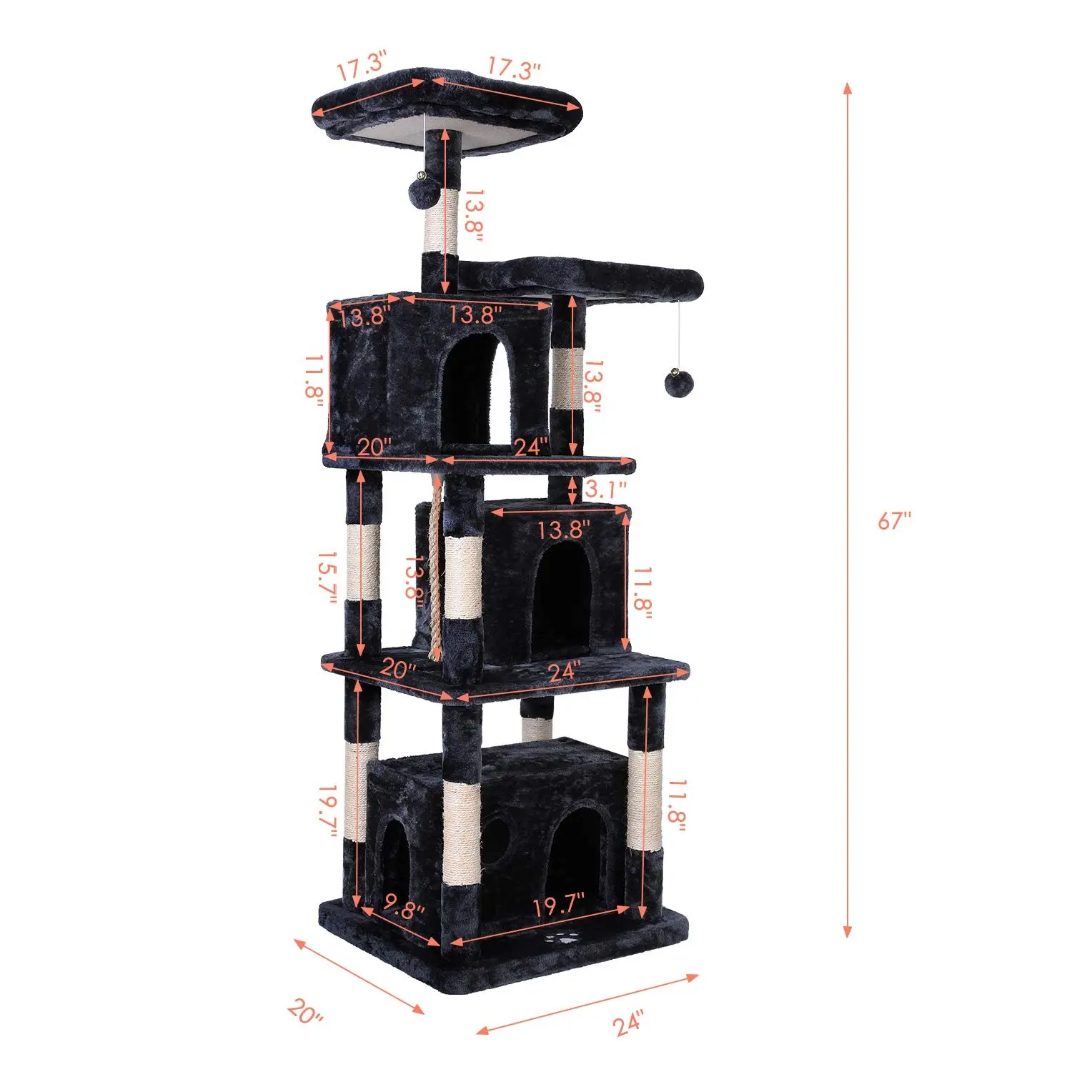Latest Customized Color 170 CM Large Luxury Wood Cat Scratcher Post Toys Cat Tree House With Ladders Steps