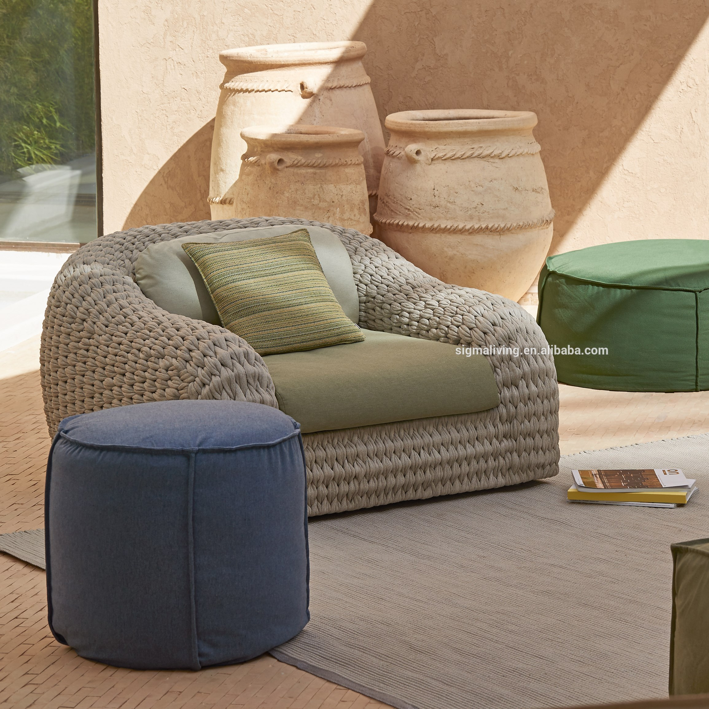 Modern design outdoorfurniture rope furniture rope woven lounge chair