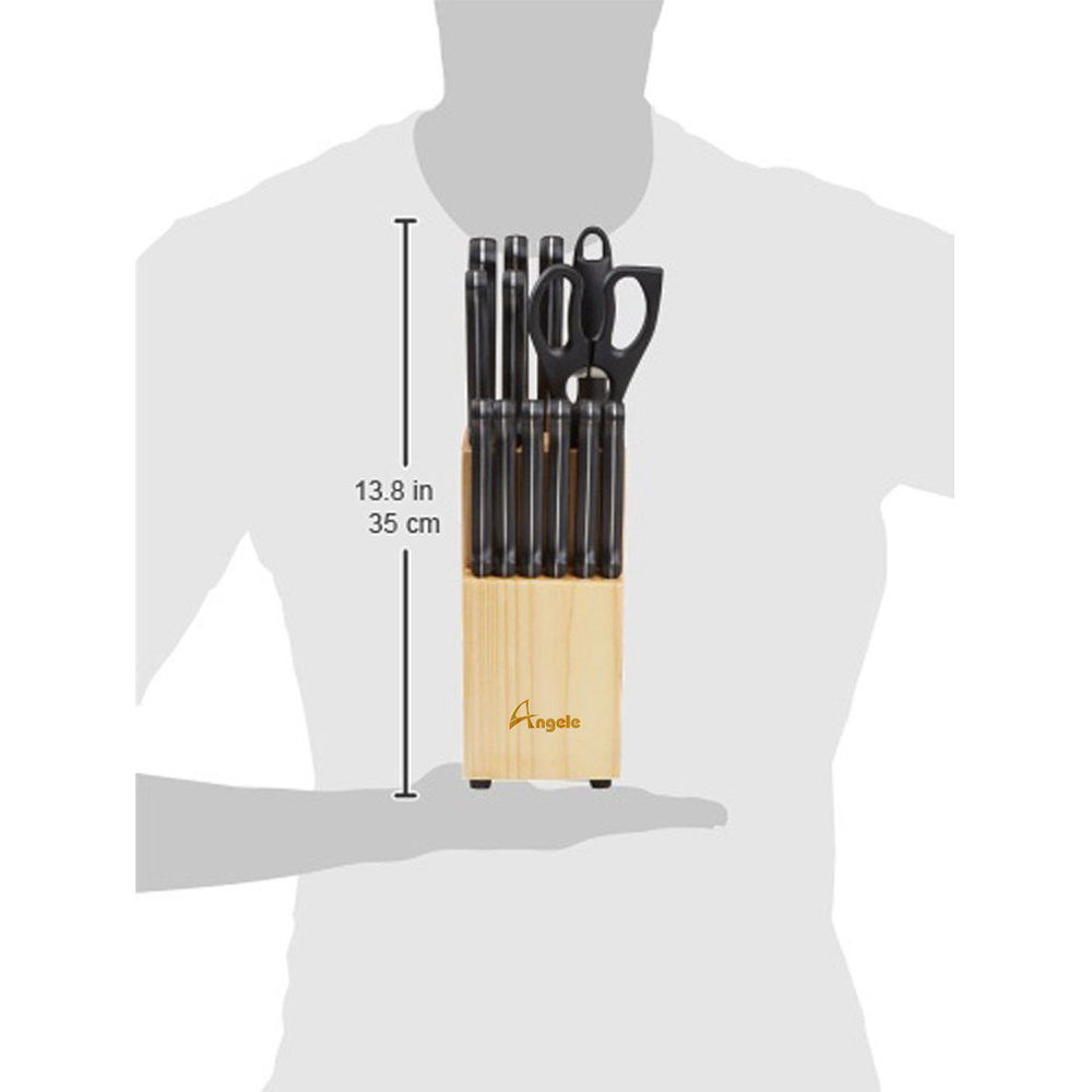 High Quality Full Tang ABS Handle Chef's Knife Kitchen Knife Set with Serrated Steak Knife
