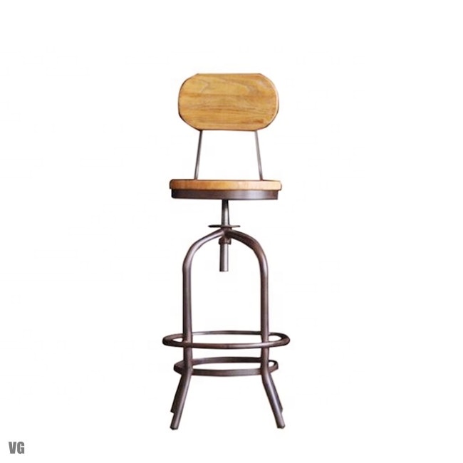 Factory wholesale modern bar chair metal leg back chair solid wood Cafe Chair