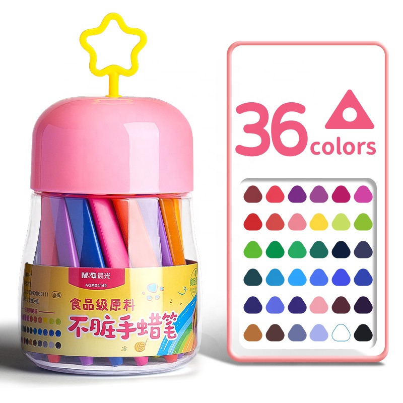 M&G 36-Color Double-Ended Bath Crayons Food Grade Plastic Oil Pastel for Kids Pink Box for Creative Expressions