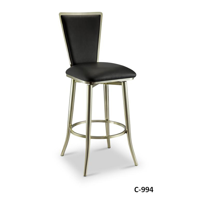 Modern Home Bar Kitchen Counter Black Leather Upholstered Gold Iron Frame Metal Bar Stool Chairs With Back Rest