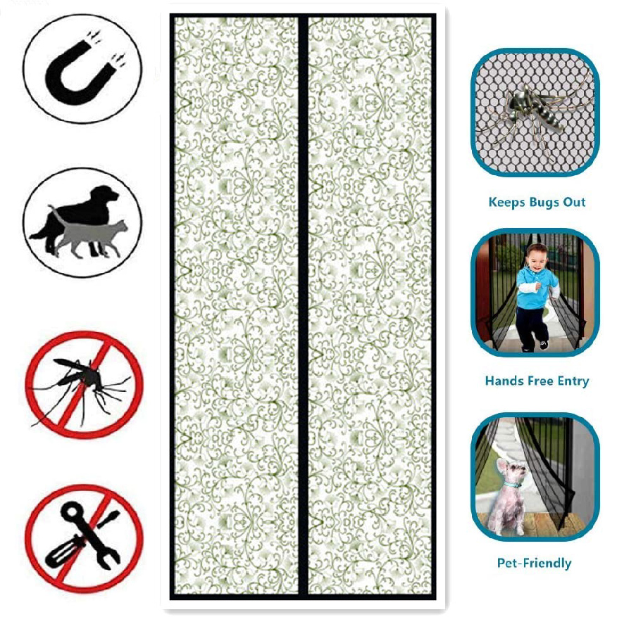High quality european style mosquito net magnetic door screen reinforced magnetic door screen curtain
