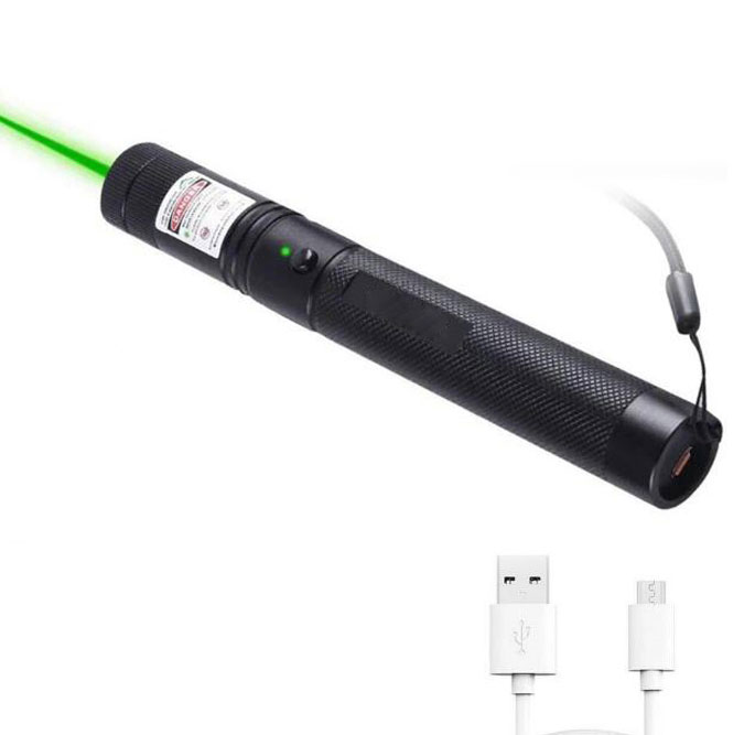 Large Rechargeable 1200 Lumen 532nm Green Laser LED Built-in Battery Flashlight With USB Cable