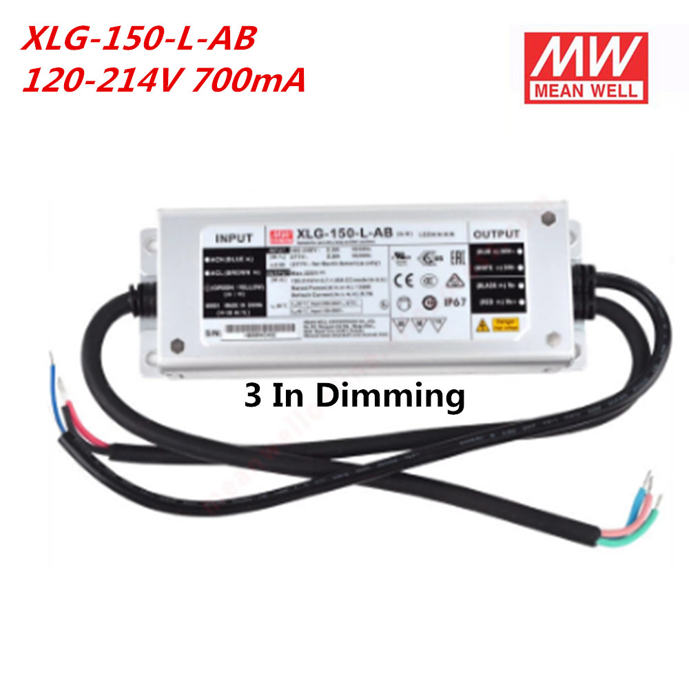 Бренд MEAN WELL представляет XLG-150 12V 24V 27-56в 2700mA 1400mA 2800mA постоянной мощности Светодиодный драйвер IP67 150W Регулируемый источник питания постоянного тока XLG-150-H-AB