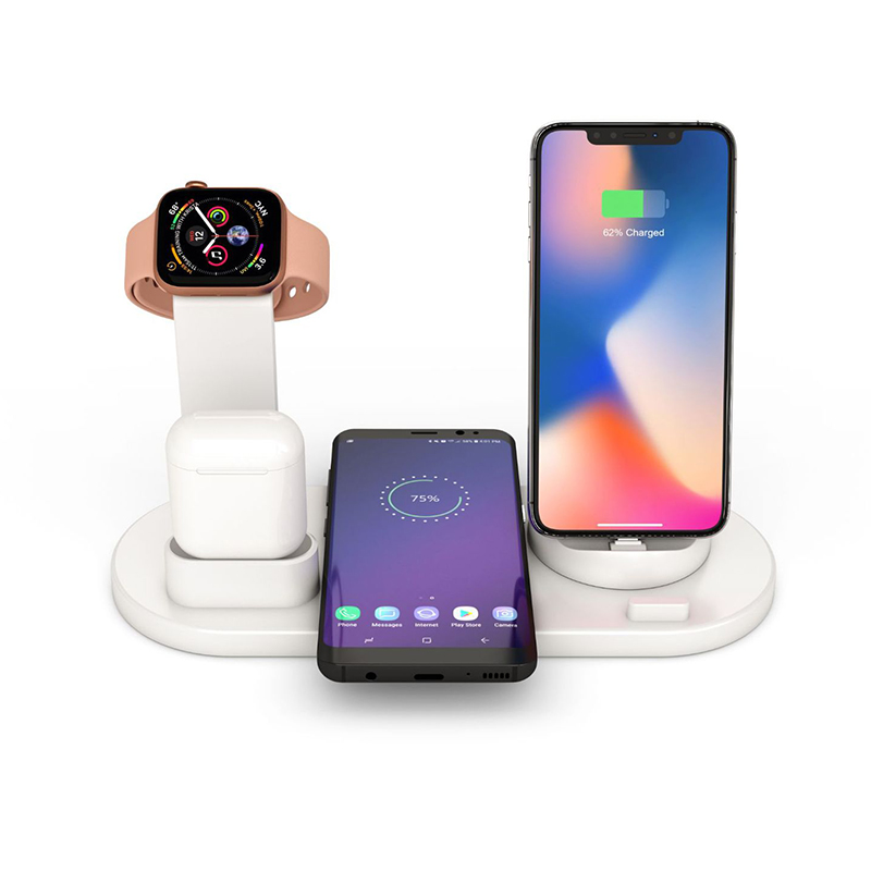 Лидер продаж 2021, 4 в 1, двойной USB-порт, поворотная Зарядная база, быстрая зарядка, беспроводное зарядное устройство 10 Вт, док-станция, зарядное устройство для любого телефона