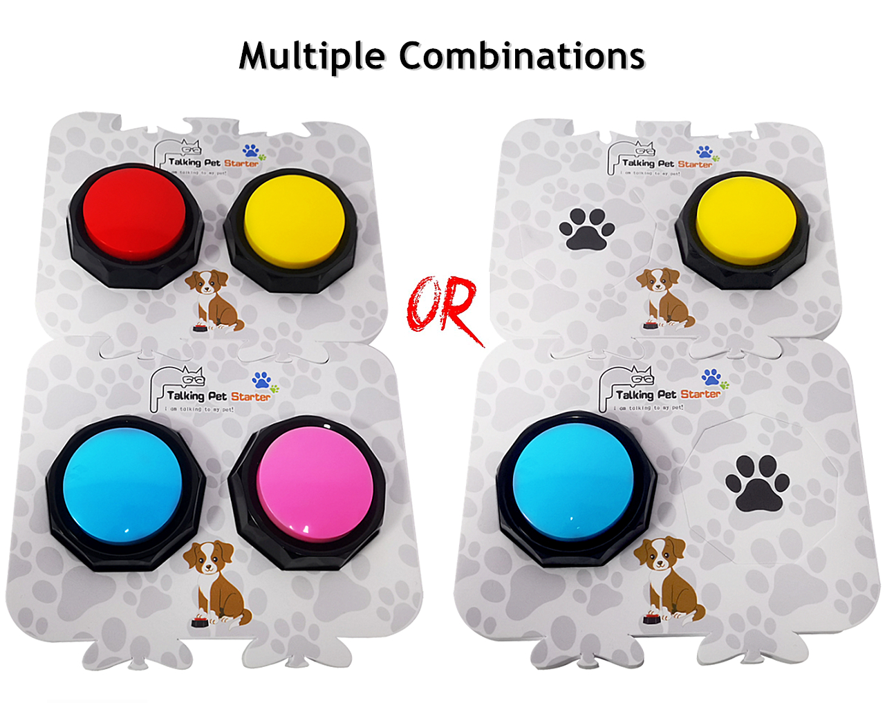 Set of 4 ribosy button sound recordable talking buttons with mat