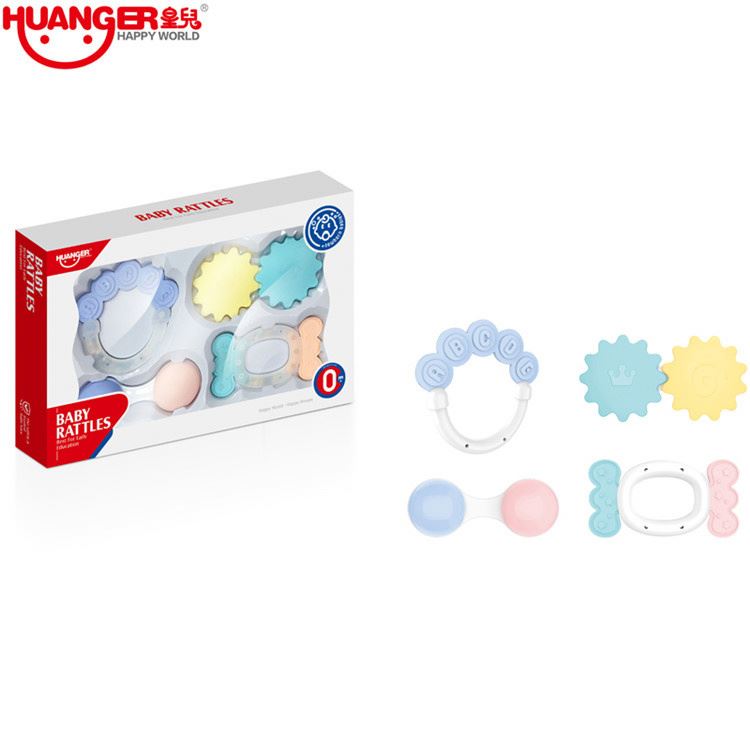 Huanger Natural Lovely Knitted Bunny Handmade High Quality Small Wooden Crochet Baby Teethers And Rattles