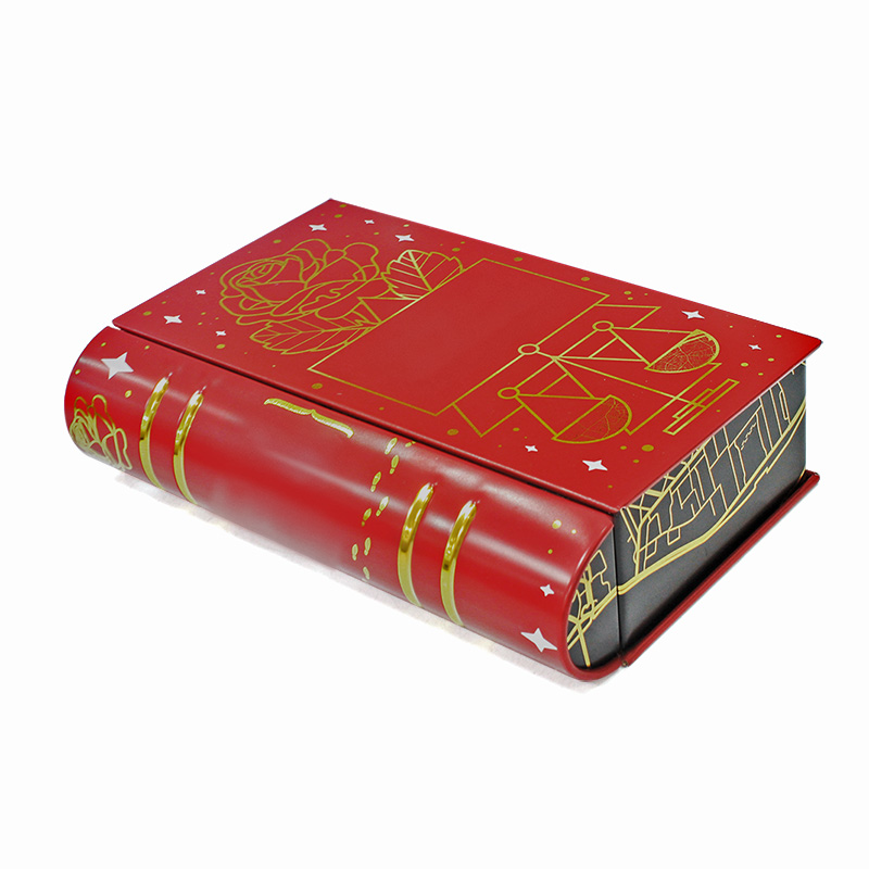 Wholesale custom logo small hinge metal book shaped chocolate tin case box,book shaped metal tin case