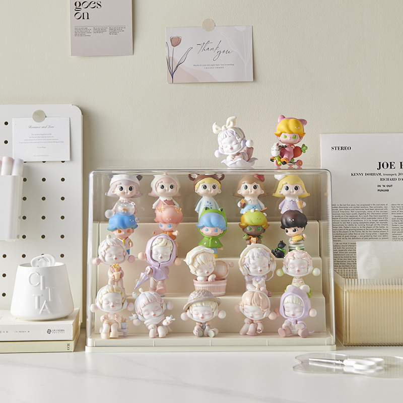 Custom transparent Display Stand Clear Acrylic Display Box Storage with Door for Collectibles Action Figures Pop Mart