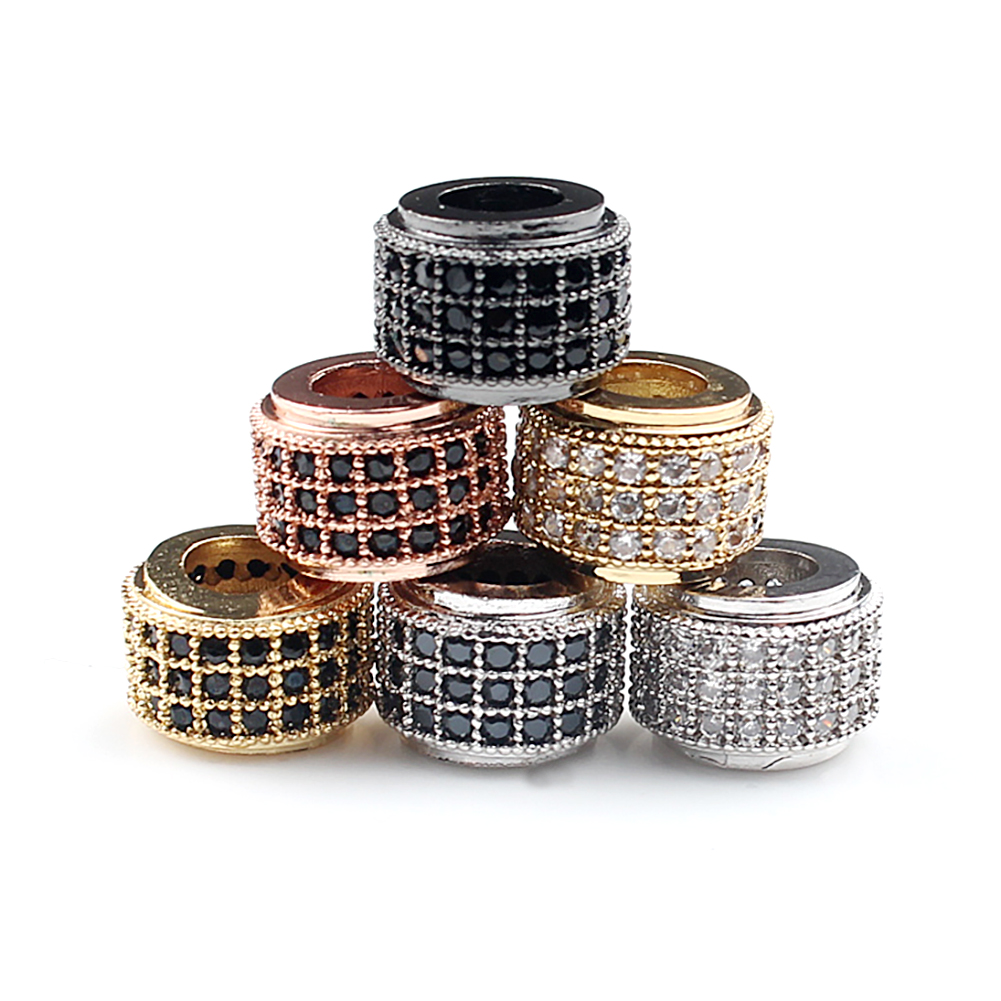 3 шт./пакет цилиндрической формы Diy металлических бусин в форме Micro Pave Цирконий CZ бусины для изготовления ювелирных изделий DIY