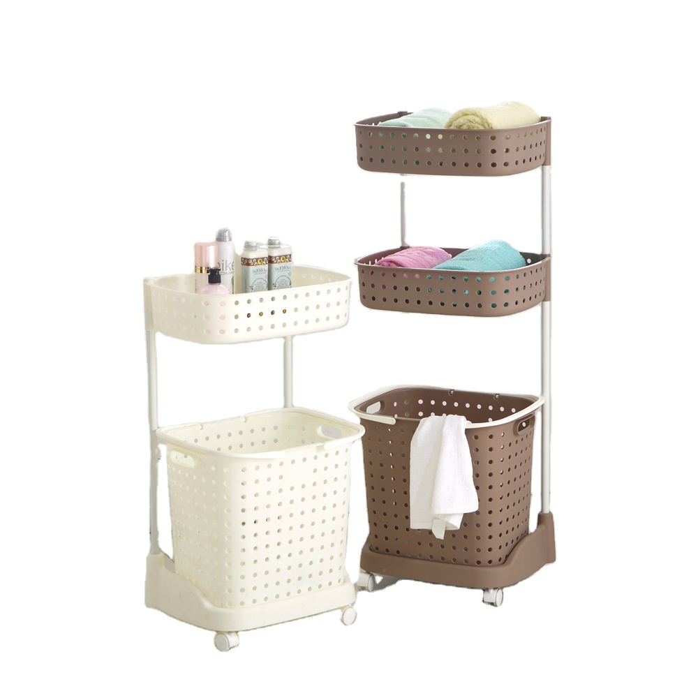 New design hot selling Plastic laundry basket foldable laundry basket with wheels for bathroom living room