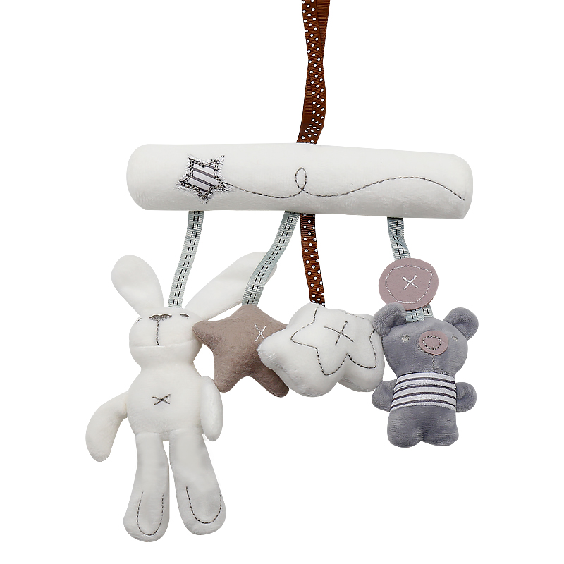 Baby Crib Rattles Plush Toys Soft Rabbit Rattles Pram Toys Hanging Rattle For Stroller Newborn Bed Pendant Bell Toy