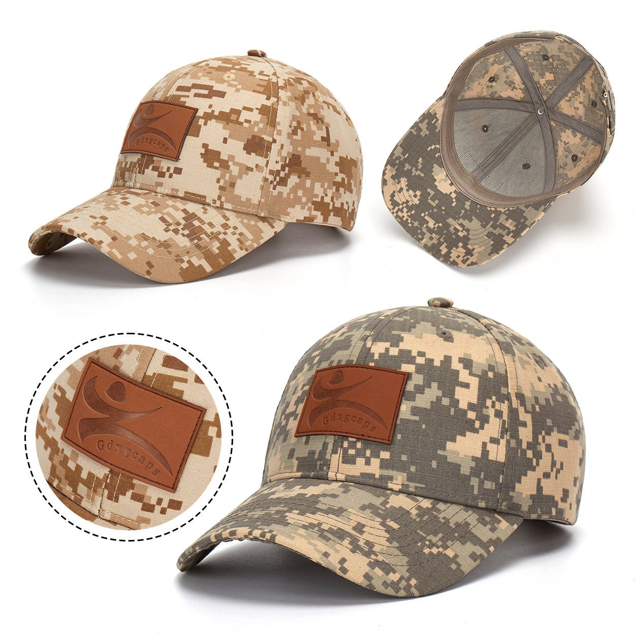 Unisex 6 Panel Embroidered Camo Sports Baseball Hats Camouflage Caps