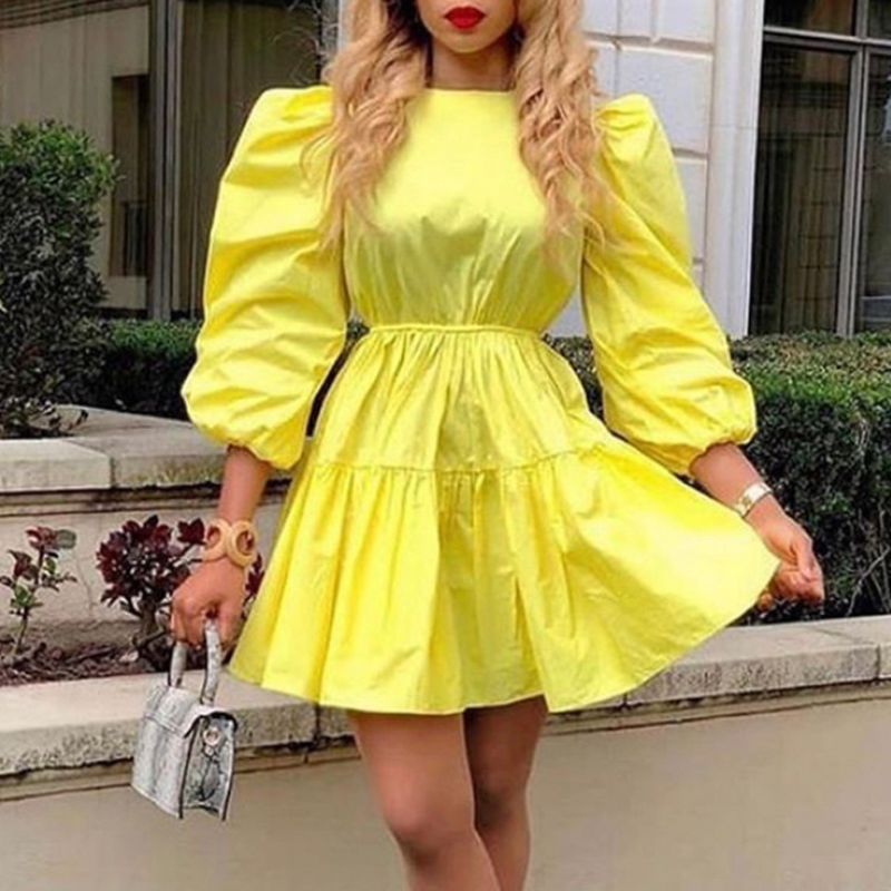 Summer Trendy High Waist A Line Mini African Women Office Career Dress