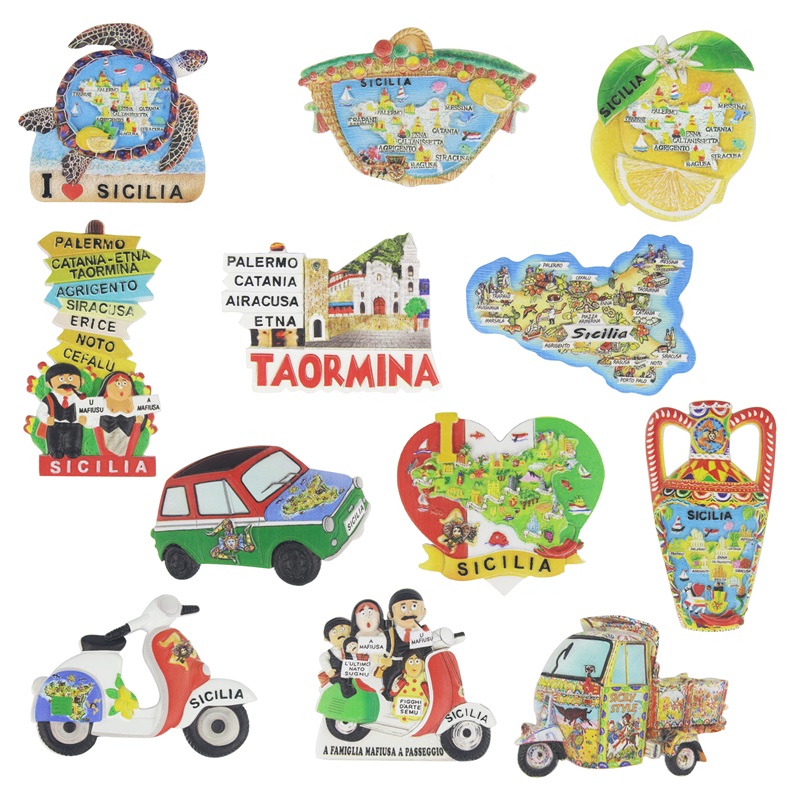 Factory Direct Be Customized Logo Resin Crafts Refrigerator Magnets Sicily Tourist Souvenir Fridge Magnets