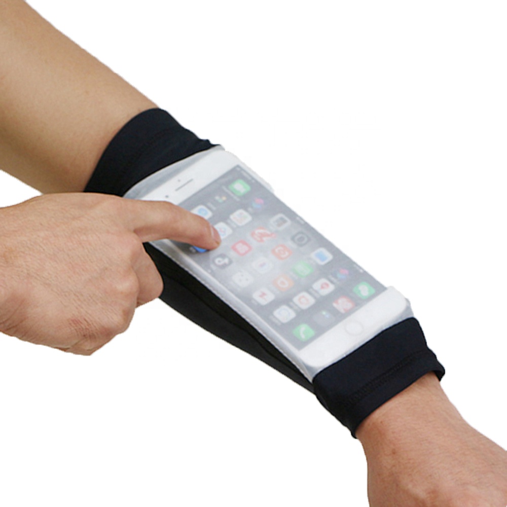 New Lycra Zipper Pockets Phone Touch Screen Sport Protective Elastic Arm Elbow Cycling Arm Sleeves Run Basketball