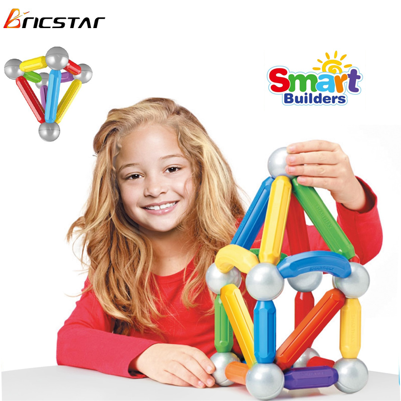 Bricstar high quality magnetic blocks for kids diy assembly construct smart intelligent magnet ball and sticks toy