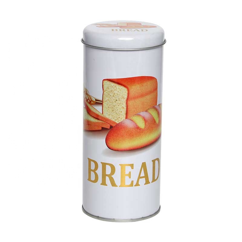 Hot Quality Food Grade Round Tin Box With Bread And Coffee Design