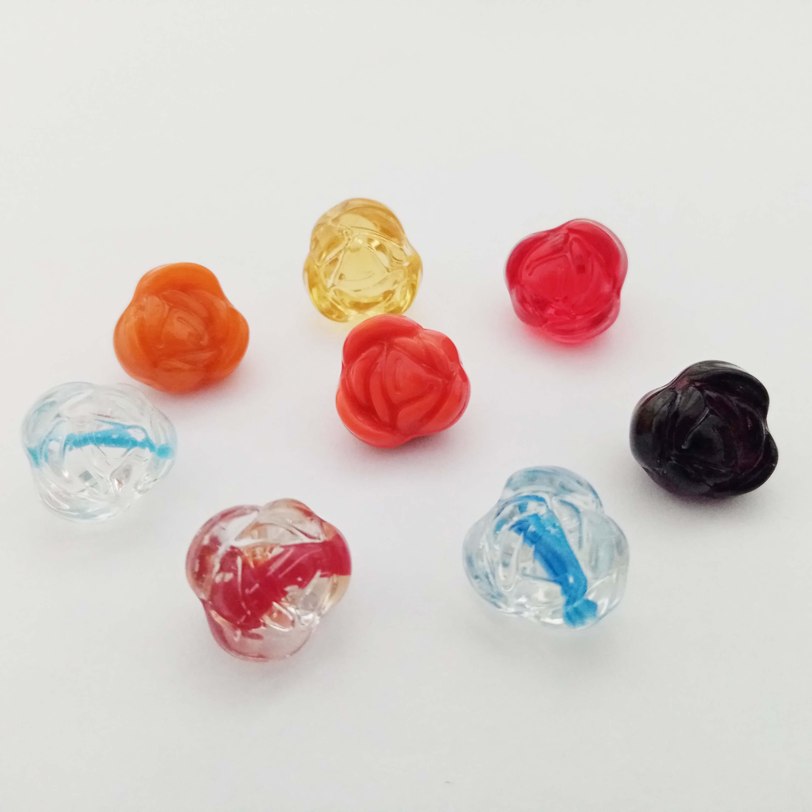 mixed rose flower glass beads handmade lampwork glass